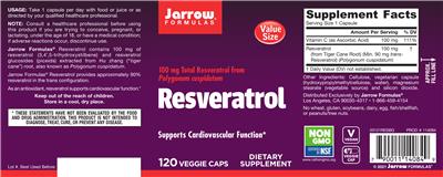 Photo of the Jarrow Formulas Resveratrol 100 mg label