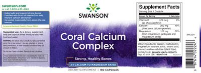 Photo of the Swanson Coral Calcium Complex label