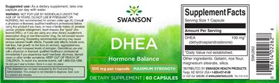 Photo of the Swanson DHEA 100 mg label