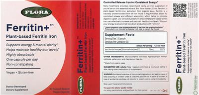 Photo of the Flora Ferritin+ label