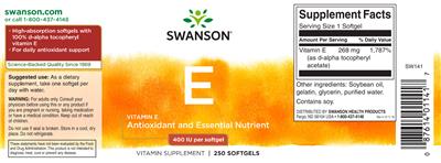 Photo of the Swanson E 400 IU label