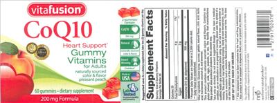 Photo of the vitafusion CoQ10 Pleasant Peach label