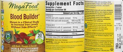 Photo of the MegaFood Blood Builder label