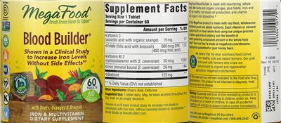 Photo of the MegaFood Blood Builder label