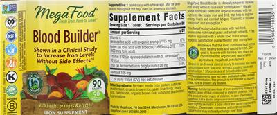 Photo of the MegaFood Blood Builder label