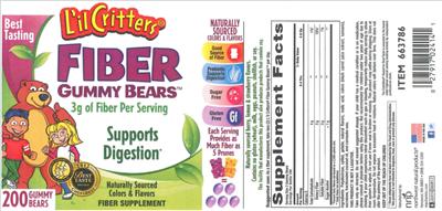Photo of the L'il Critters Fiber Gummy Bears label