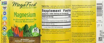 Photo of the MegaFood Magnesium label