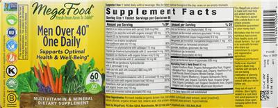 Photo of the MegaFood Men Over 40 One Daily label