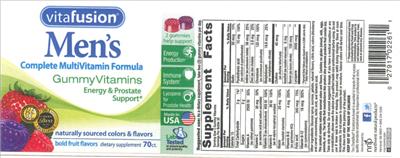 Photo of the vitafusion Men's Complete MultiVitamin Formula label