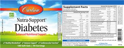 Photo of the Carlson Nutra-Support Diabetes label