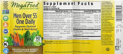 Photo of the MegaFood Men Over 55 One Daily label