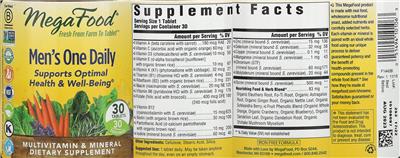 Photo of the MegaFood Men's One Daily label