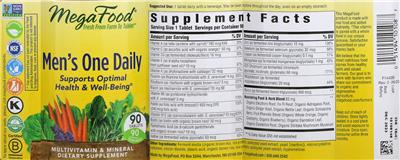 Photo of the MegaFood Men's One Daily label