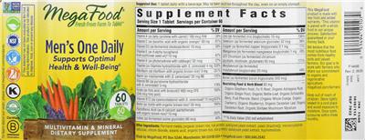 Photo of the MegaFood Men's One Daily label