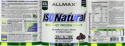 Photo of the ALLMAX ISONatural Chocolate label