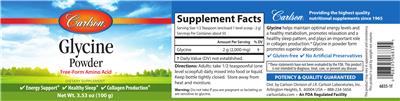 Photo of the Carlson Glycine Powder label