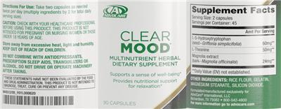 Photo of the AdvoCare ClearMood label