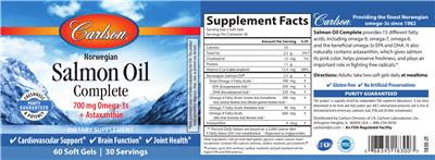 Photo of the Carlson Salmon Oil Complete label