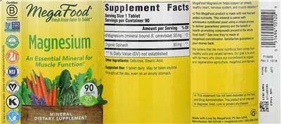 Photo of the MegaFood Magnesium label