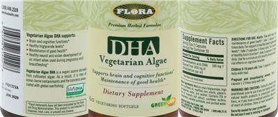 Photo of the Flora DHA Vegetarian Algae label
