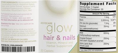 Photo of the AdvoCare Glow Hair & Nails label