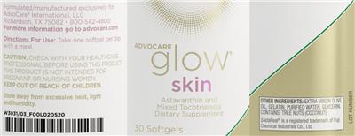 Photo of the AdvoCare Glow Skin label