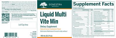 Photo of the Genestra Brands Liquid Multi Vite Min Natural Lemon-Cardamom Flavor label