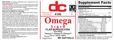 Photo of the DC Omega 3 6 9 label