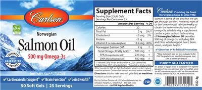 Photo of the Carlson Norwegian Salmon Oil label