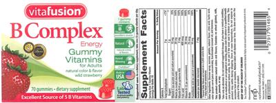 Photo of the vitafusion B Complex Wild Strawberry label