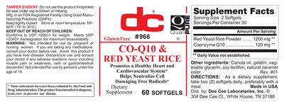 Photo of the DC Co-Q10 & Red Yeast Rice label