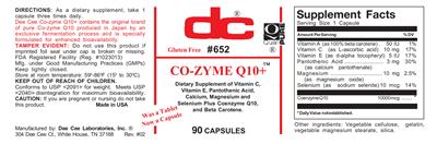 Photo of the DC Co-Zyme Q10+ label