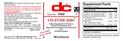 Photo of the DC Co-Zyme Q10+ label