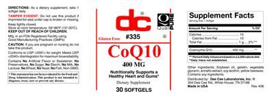 Photo of the DC CoQ10 400 mg label