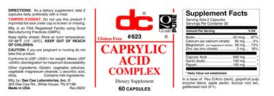 Photo of the DC Caprylic Acid Complex label