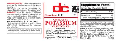 Photo of the DC Chelated Potassium Gluconate label