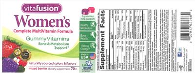 Photo of the vitafusion Women's Complete MultiVitamin Formula label