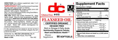Photo of the DC Flaxseed Oil label