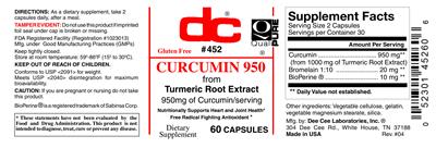 Photo of the DC Curcumin 950 label