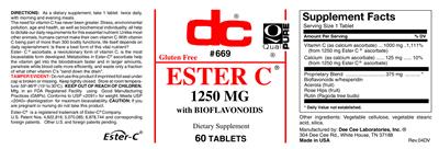 Photo of the DC Ester C 1250 mg label