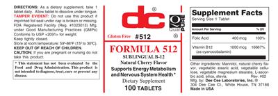 Photo of the DC Formula 512 Natural Cherry Flavor label