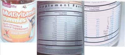 Photo of the Better Life Multivitamin Gummies label
