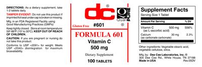 Photo of the DC Formula 601 label