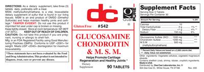 Photo of the DC Glucosamine Chondroitin & M.S.M. label