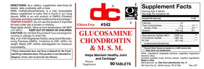 Photo of the DC Glucosamine Chondroitin & M.S.M. label