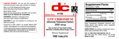Photo of the DC GTF Chromium 200 mcg label