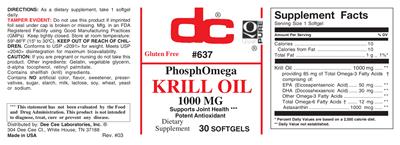 Photo of the DC Krill Oil 1000 mg label