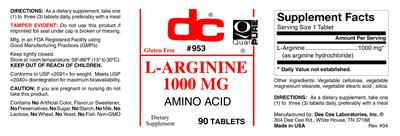 Photo of the DC L-Arginine 1000 mg label