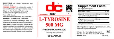 Photo of the DC L-Tyrosine 500 mg label