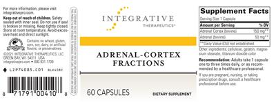 Photo of the Integrative Therapeutics Adrenal-Cortex Fractions label